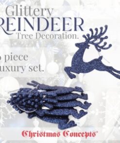 Alternative view of Christmas Concepts® 100mm (4") Pack Of 6 Glittery Reindeer Baubles - Christmas Tree Decorations (Midnight Blue)