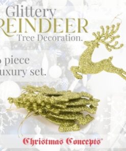 Alternative view of Christmas Concepts® 100mm (4") Pack Of 6 Glittery Reindeer Baubles - Christmas Tree Decorations (Lime Green)