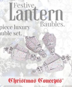 Alternative view of Christmas Concepts® Pack Of 4-110mm (4.3") Silver Glittery Festive Lantern Baubles - Christmas Tree Decorations