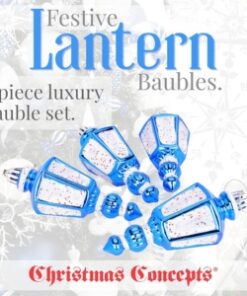 Alternative view of Christmas Concepts® Pack Of 4-110mm (4.3") Royal Blue Glittery Festive Lantern Baubles - Christmas Tree Decorations