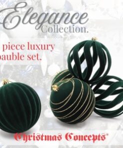 Christmas Concepts® Elegance Collection - Pack of 5-100mm (4") Forrest Green Luxury Velvet & Glitter Decorated Large Baubles - Christmas Tree Hanging Decorations