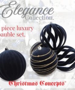 Alternative view of Christmas Concepts® Elegance Collection - Pack of 5-100mm (4") Midnight Blue Luxury Velvet & Glitter Decorated Large Baubles - Christmas Tree Hanging Decorations