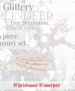 Alternative view of Christmas Concepts®100mm (4") Pack Of 6 Glittery Reindeer Baubles - Christmas Tree Decorations (White)