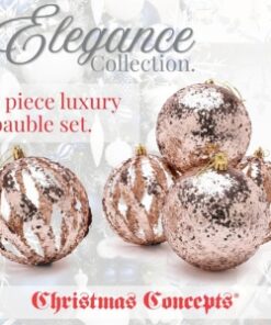 Alternative view of Christmas Concepts® Elegance Collection - Pack of 5-100mm (4") Champagne Luxury Glitter Baubles - Christmas Tree Hanging Decorations
