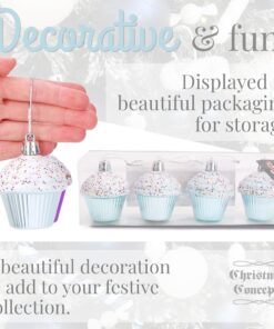 Alternative view of Christmas Concepts® Pack of 4-60mm (2.3") Baby Blue Glittery Festive Cupcake Baubles - Christmas Tree Decorations