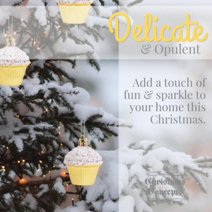 Christmas Concepts® Pack of 4 - 60mm (2.3") Gold Glittery Festive Cupcake Baubles - Christmas Tree Decorations - Image 5