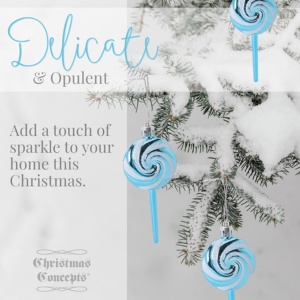 Pack of 4-110mm (4.3") Turquoise Glittery Festive Lollipop Baubles - Christmas Tree Decorations - Image 9