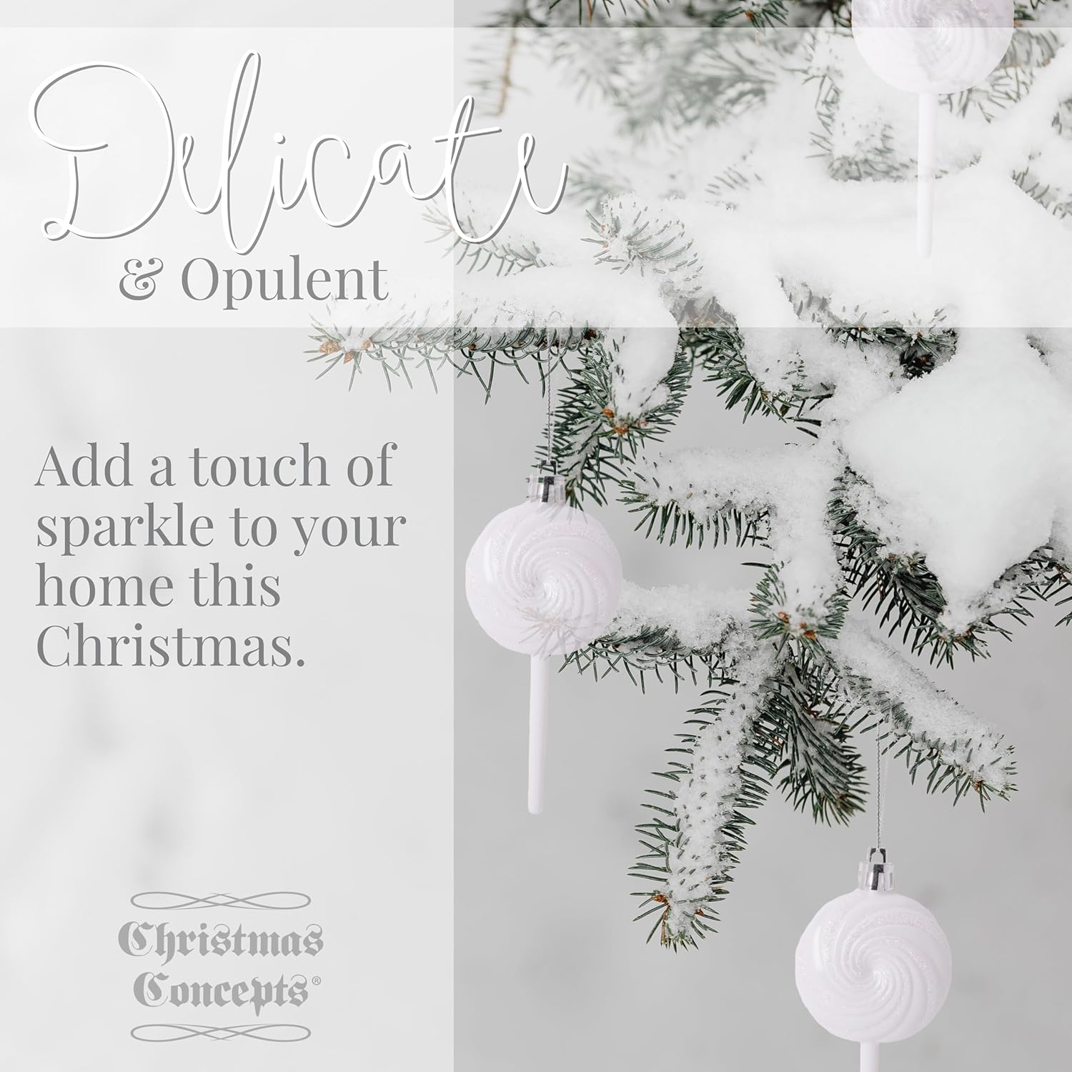 Christmas Concepts® Pack of 4-110mm (4.3") White Glittery Festive Lollipop Baubles - Christmas Tree Decorations - Image 6