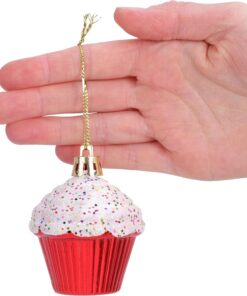 Alternative view of Christmas Concepts® Pack of 4-60mm (2.3") Red Glittery Festive Cupcake Baubles - Christmas Tree Decorations