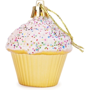 Christmas Concepts® Pack of 4 - 60mm (2.3") Gold Glittery Festive Cupcake Baubles - Christmas Tree Decorations - Image 6