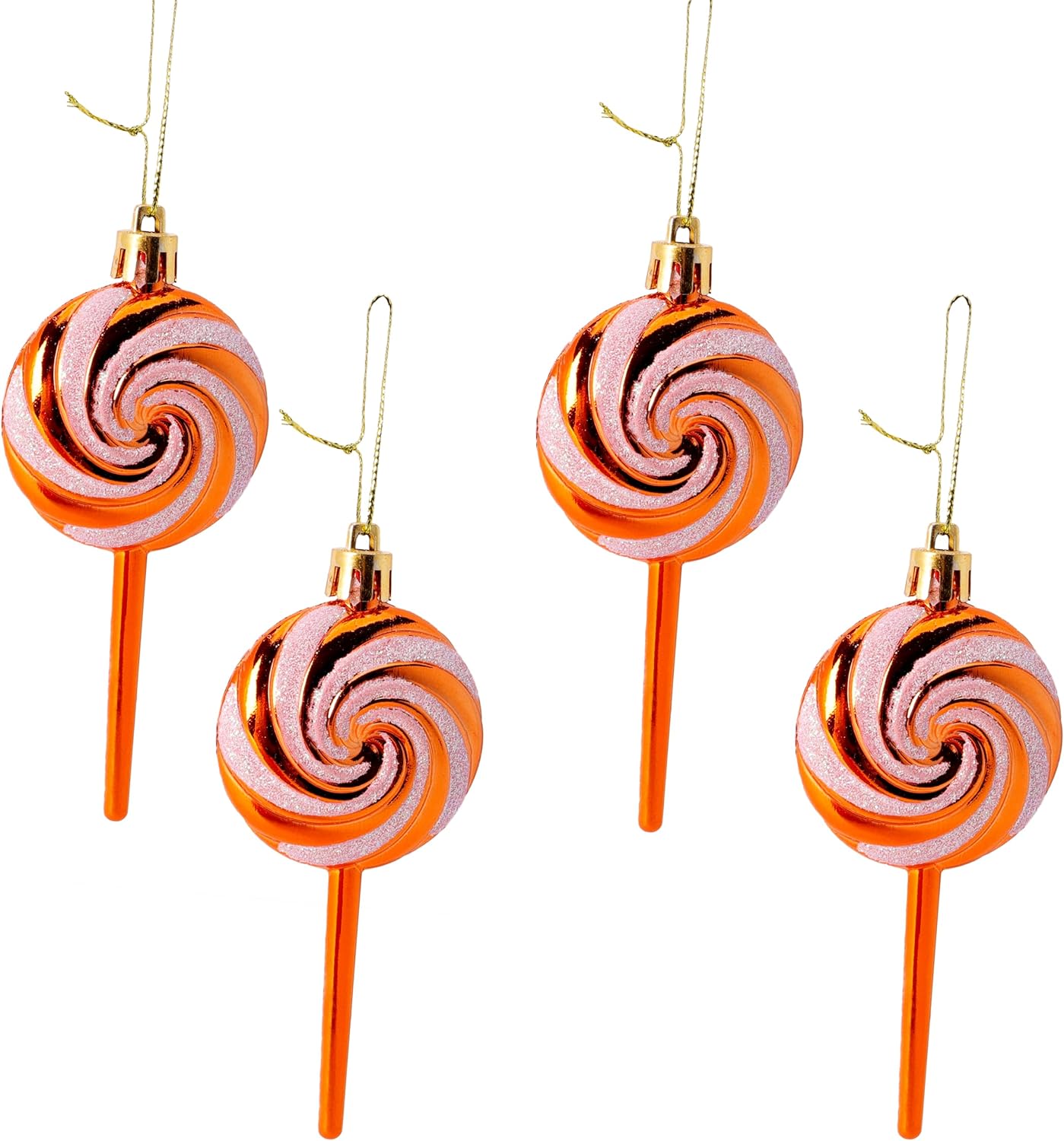 Christmas Concepts® Pack of 4-110mm (4.3") Copper Glittery Festive Lollipop Baubles - Christmas Tree Decorations - Image 2