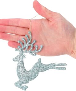 Alternative view of Christmas Concepts® 100mm (4") Pack Of 6 Glittery Reindeer Baubles - Christmas Tree Decorations (Mint Green)