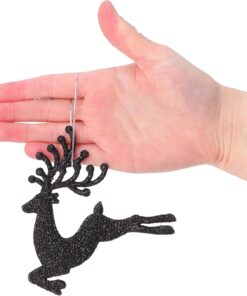 Alternative view of Christmas Concepts® 100mm (4") Pack Of 6 Glittery Reindeer Baubles - Christmas Tree Decorations (Black)