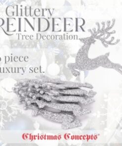 Alternative view of Christmas Concepts® 100mm (4") Pack Of 6 Glittery Reindeer Baubles - Christmas Tree Decorations (Silver)