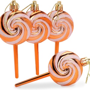 Christmas Concepts® Pack of 4-110mm (4.3") Copper Glittery Festive Lollipop Baubles - Christmas Tree Decorations - Image 6