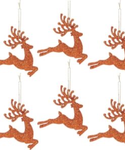 Alternative view of Christmas Concepts® 100mm (4") Pack Of 6 Glittery Reindeer Baubles - Christmas Tree Decorations (Copper)