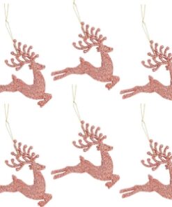 Alternative view of Christmas Concepts® 100mm (4") Pack Of 6 Glittery Reindeer Baubles - Christmas Tree Decorations (Rose Gold)
