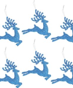 Alternative view of Christmas Concepts® 100mm (4") Pack Of 6 Glittery Reindeer Baubles - Christmas Tree Decorations (Royal Blue)
