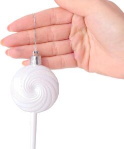 Alternative view of Christmas Concepts® Pack of 4-110mm (4.3") White Glittery Festive Lollipop Baubles - Christmas Tree Decorations