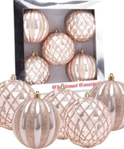 Alternative view of Christmas Concepts® Elegance Collection - Pack of 5-100mm (4") Champagne Luxury Decorated Large Baubles - Christmas Tree Hanging Decorations