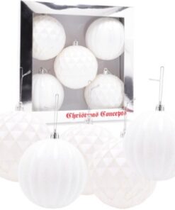 Alternative view of Christmas Concepts® Elegance Collection - Pack of 5-100mm (4") White Luxury Decorated Large Baubles - Christmas Tree Hanging Decorations