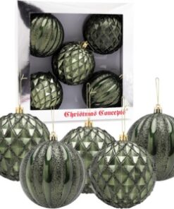 Alternative view of Christmas Concepts® Elegance Collection - Pack of 5-100mm (4") Forrest Green Luxury Decorated Large Baubles - Christmas Tree Hanging Decorations