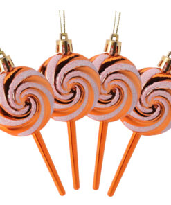 Christmas Concepts® Pack of 4-110mm (4.3") Copper Glittery Festive Lollipop Baubles - Christmas Tree Decorations