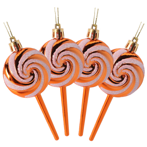 Christmas Concepts® Pack of 4-110mm (4.3") Copper Glittery Festive Lollipop Baubles - Christmas Tree Decorations