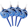 Pack of 4-110mm (4.3") Midnight Blue Glittery Festive Lollipop Baubles - Christmas Tree Decorations