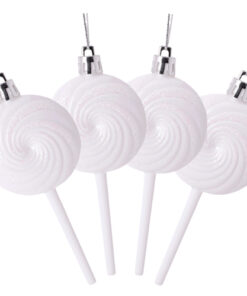 Christmas Concepts® Pack of 4-110mm (4.3") White Glittery Festive Lollipop Baubles - Christmas Tree Decorations
