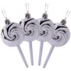 Pack of 4-110mm (4.3") Graphite Glittery Festive Lollipop Baubles - Christmas Tree Decorations