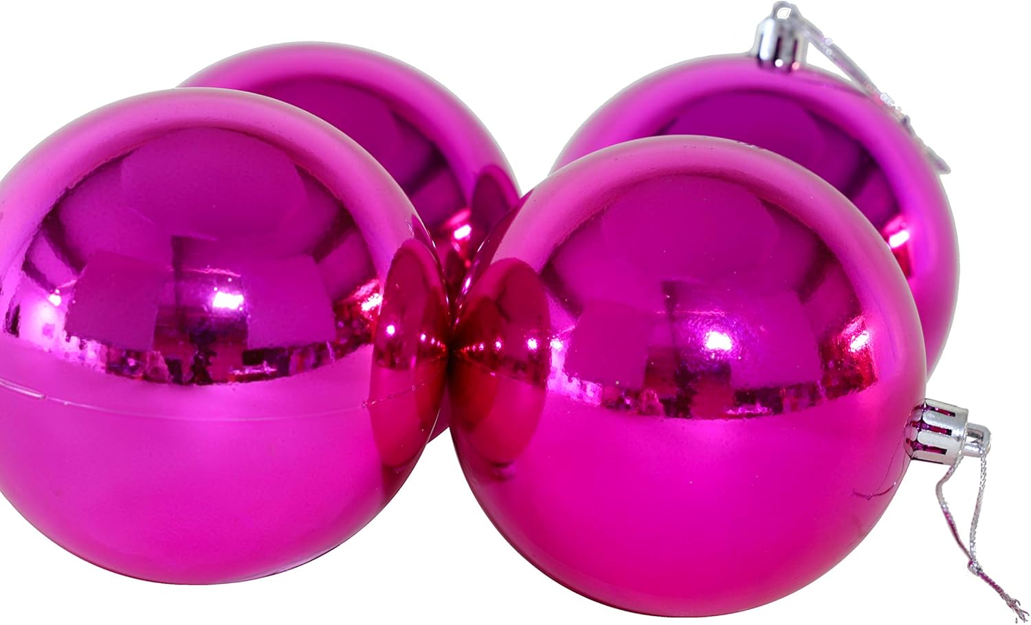 Toyland® Pack of 10 Extra Large Christmas Baubles 100mm - Bright Pink - Image 5