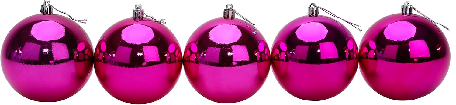 Toyland® Pack of 10 Extra Large Christmas Baubles 100mm - Bright Pink - Image 6