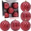 Elegance Collection - Pack of 5-100mm (4") Rioja Red Luxury Decorated Large Baubles - Christmas Tree Hanging Decorations