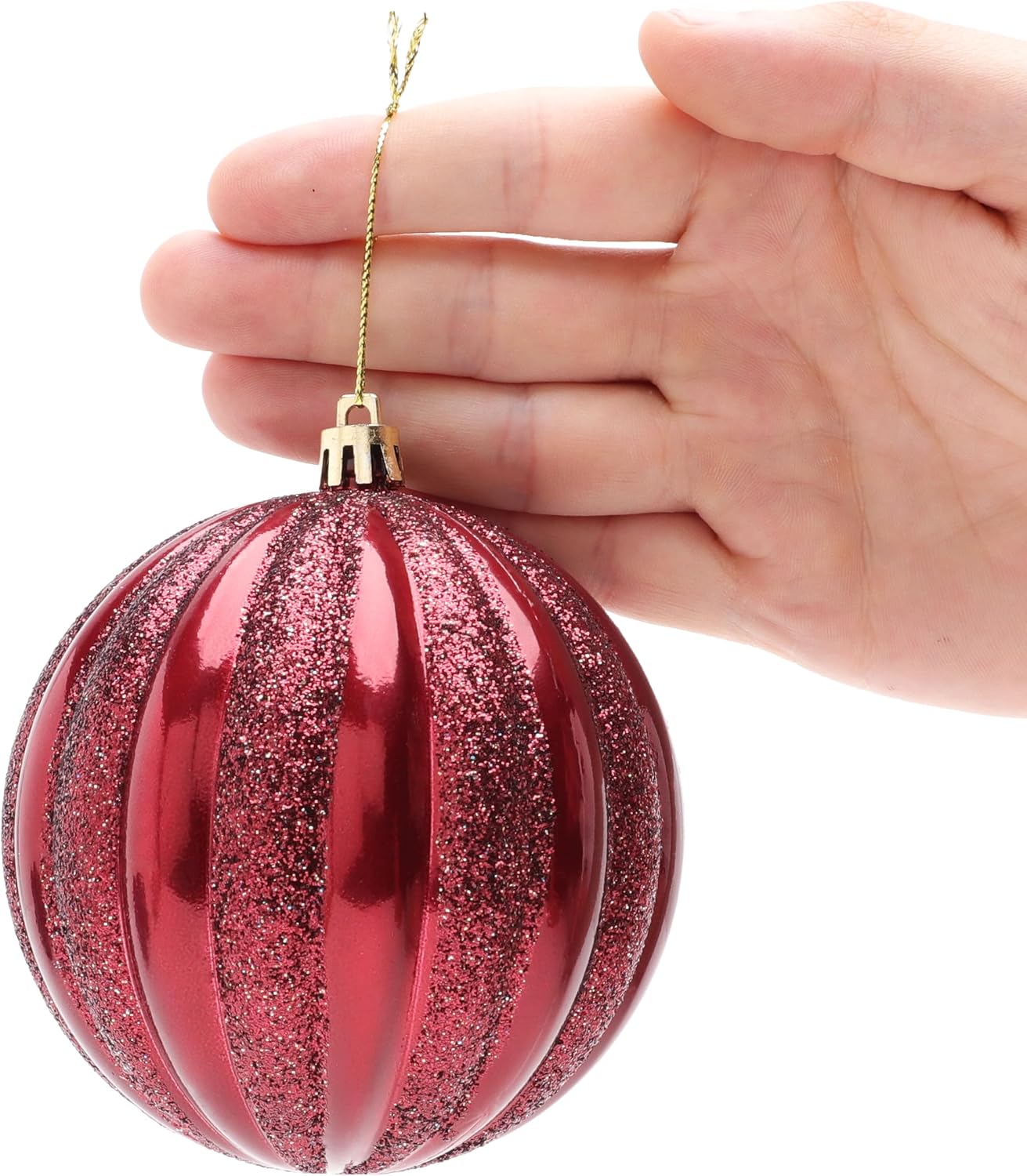 Elegance Collection - Pack of 5-100mm (4") Rioja Red Luxury Decorated Large Baubles - Christmas Tree Hanging Decorations - Image 4