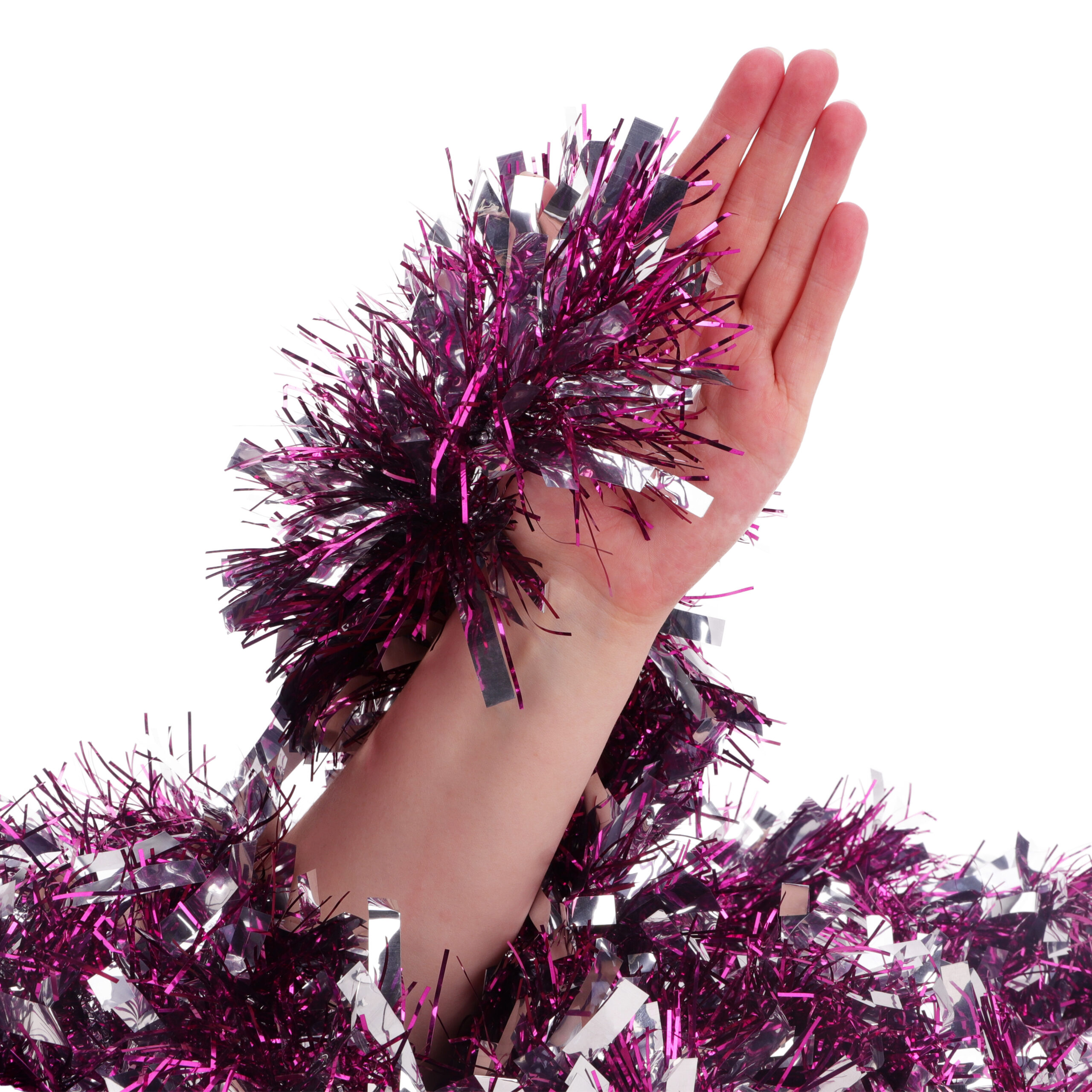 Christmas Concepts® 3m Christmas Tinsel - Christmas Decoration Tinsel (Hot Pink and Silver) - Image 5
