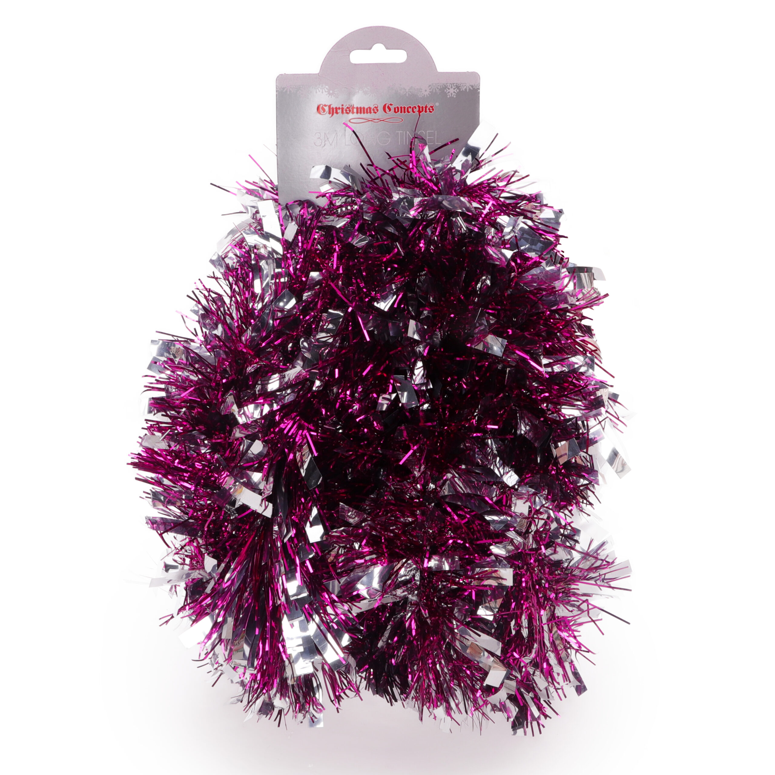 Christmas Concepts® 3m Christmas Tinsel - Christmas Decoration Tinsel (Hot Pink and Silver)